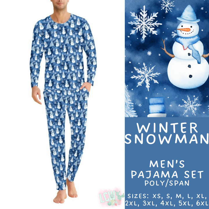 Batch #425 - Winter Family Pajamas - Closes 10/6 - ETA late Nov - Winter Snowman Men's Pajama Set