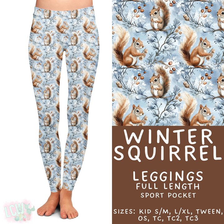 Batch #439 - Winter Watercolor 2 - Closes 10/30 - ETA mid Dec - Winter Squirrel Full Length Leggings