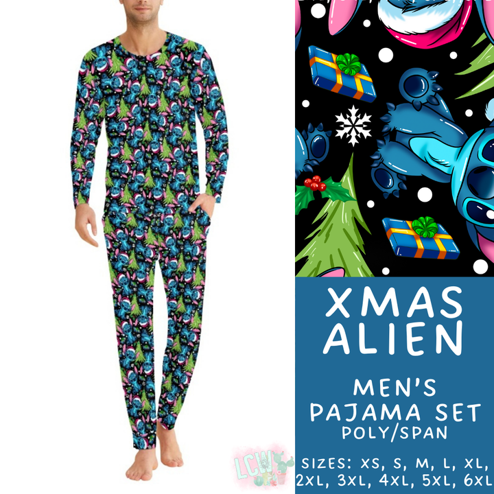 Batch #412 - Christmas Family Pajamas 2 - Closes 9/12 - ETA late October - Xmas Alien Men's Pajama Set