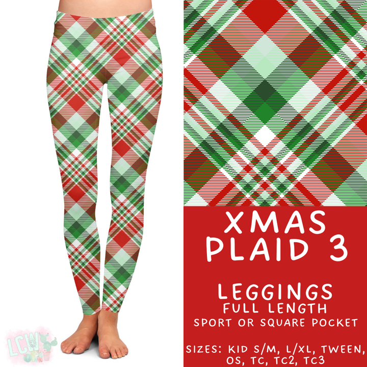 Batch #424 - Jingle All The Way - Closes 10/3 - ETA mid/late Nov - Xmas Plaid 3 Full Length Leggings