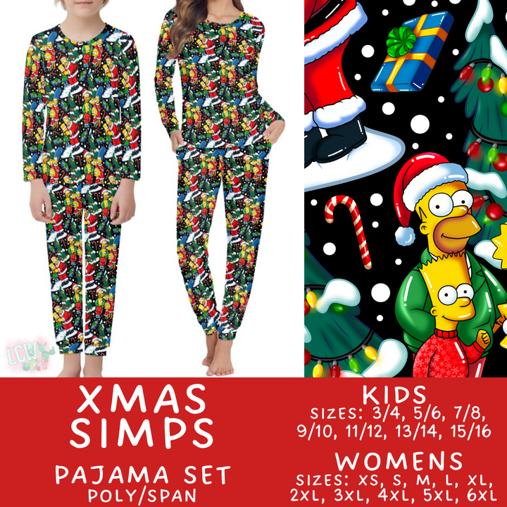 Batch #431 - Character Christmas Pajamas - Closes 10/16 - ETA late Nov - Xmas Simps Women's & Kid's Pajama Set