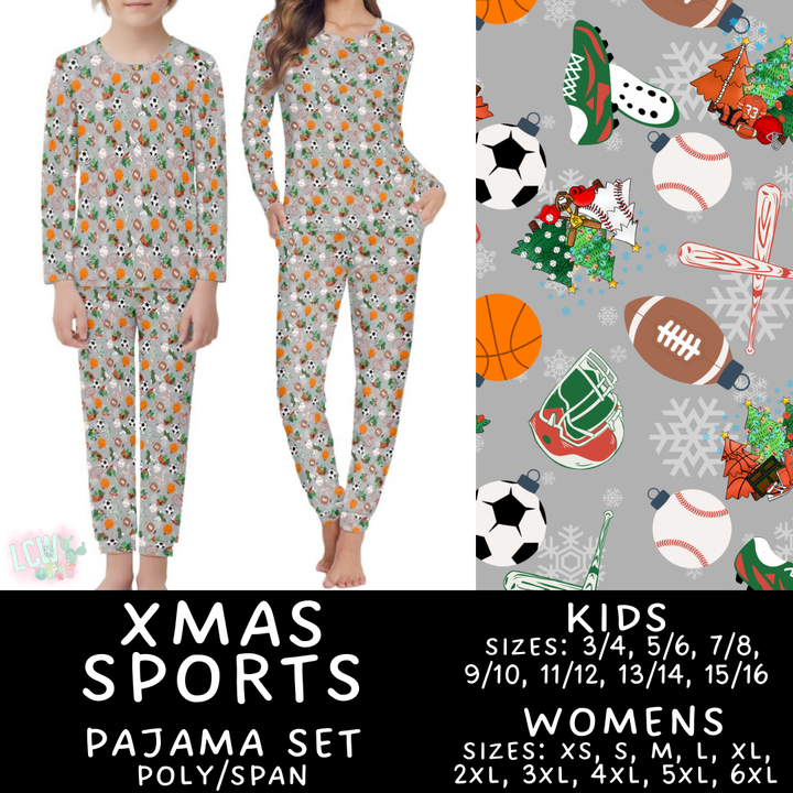 Batch #412 - Christmas Family Pajamas 2 - Closes 9/12 - ETA late October - Xmas Sports Women's & Kid's Pajama Set