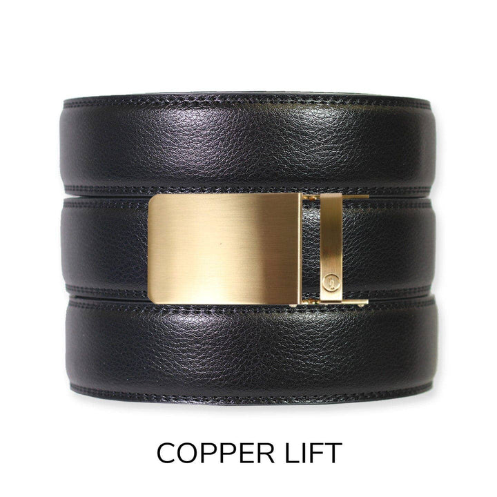 Black Leather Ratchet Belt & Buckle Set