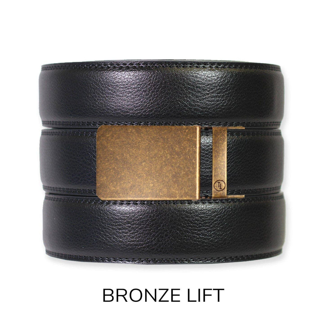 Black Leather Ratchet Belt & Buckle Set