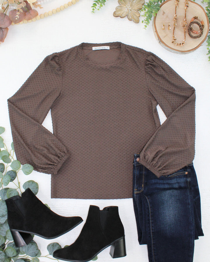 IN STOCK Miranda Dot Top - Brown