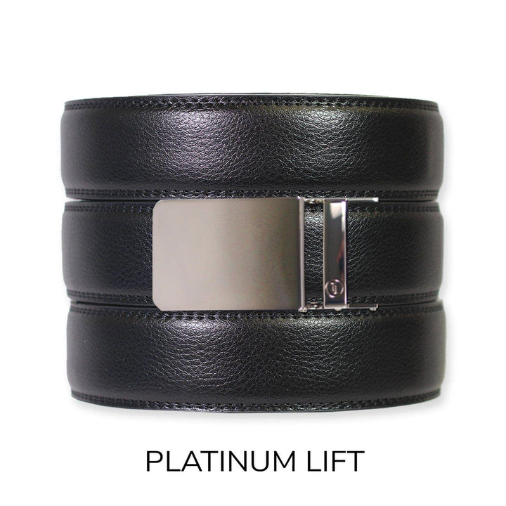 Black Leather Ratchet Belt & Buckle Set