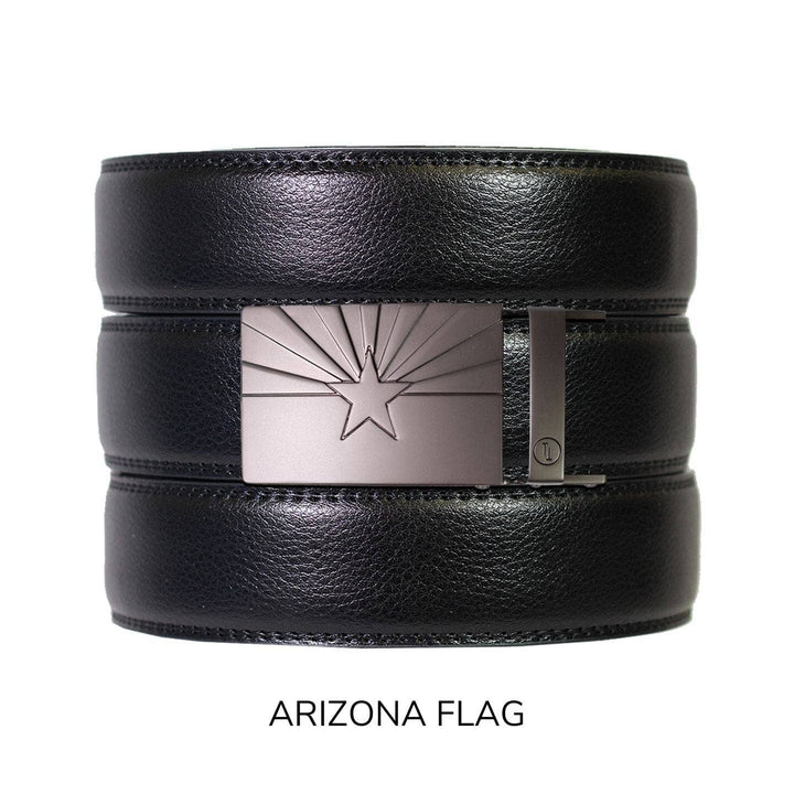 Black Leather Ratchet Belt & Buckle Set