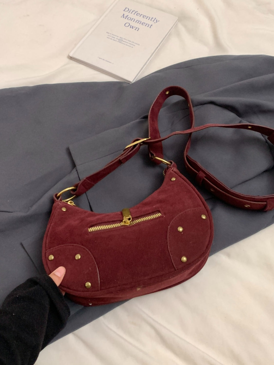 Suede Adjustable Strap Shoulder Bag