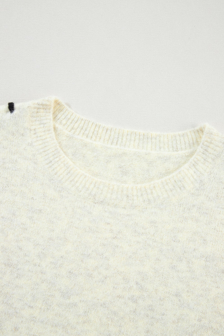 Contrast Stitch Detail Ribbed Trim Sweater