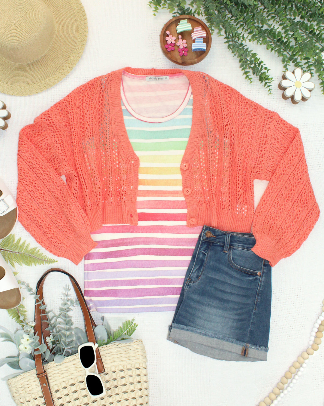 IN STOCK Callie Cropped Cardigan - Melon FINAL SALE