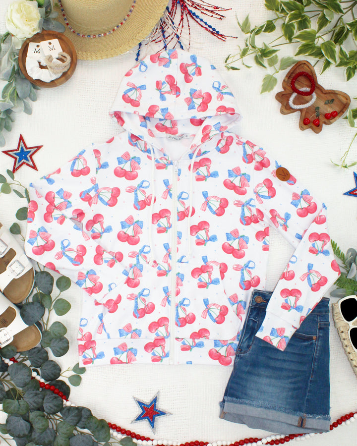 IN STOCK Fullzip Hoodie - Patriotic Cherries FINAL SALE