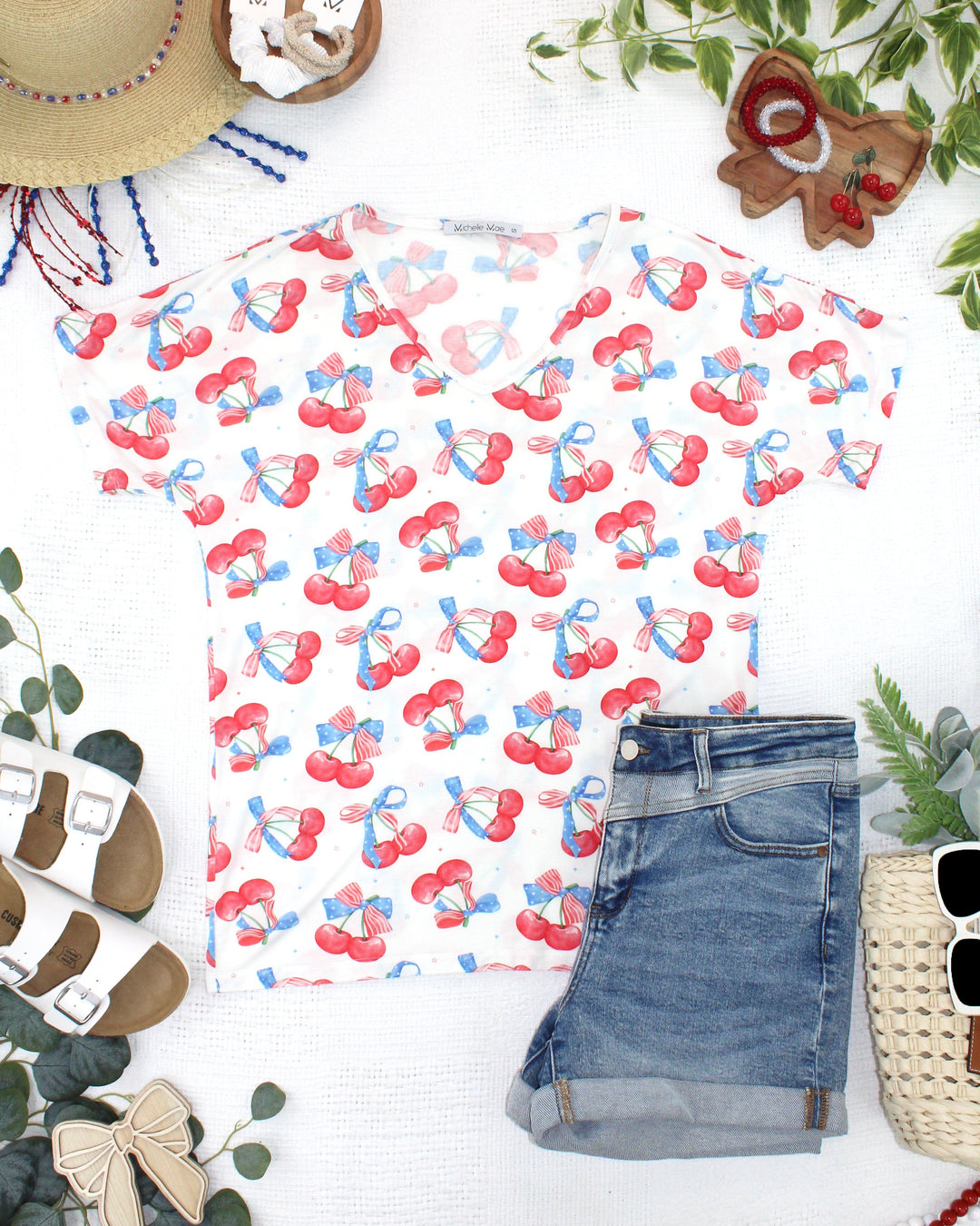 IN STOCK Chloe Cozy Top - Patriotic Cherries FINAL SALE