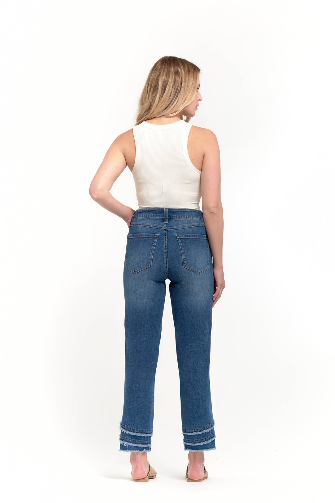 28" Mid-Rise Slim Straight Jean w/ Triple Fray hem in Lila