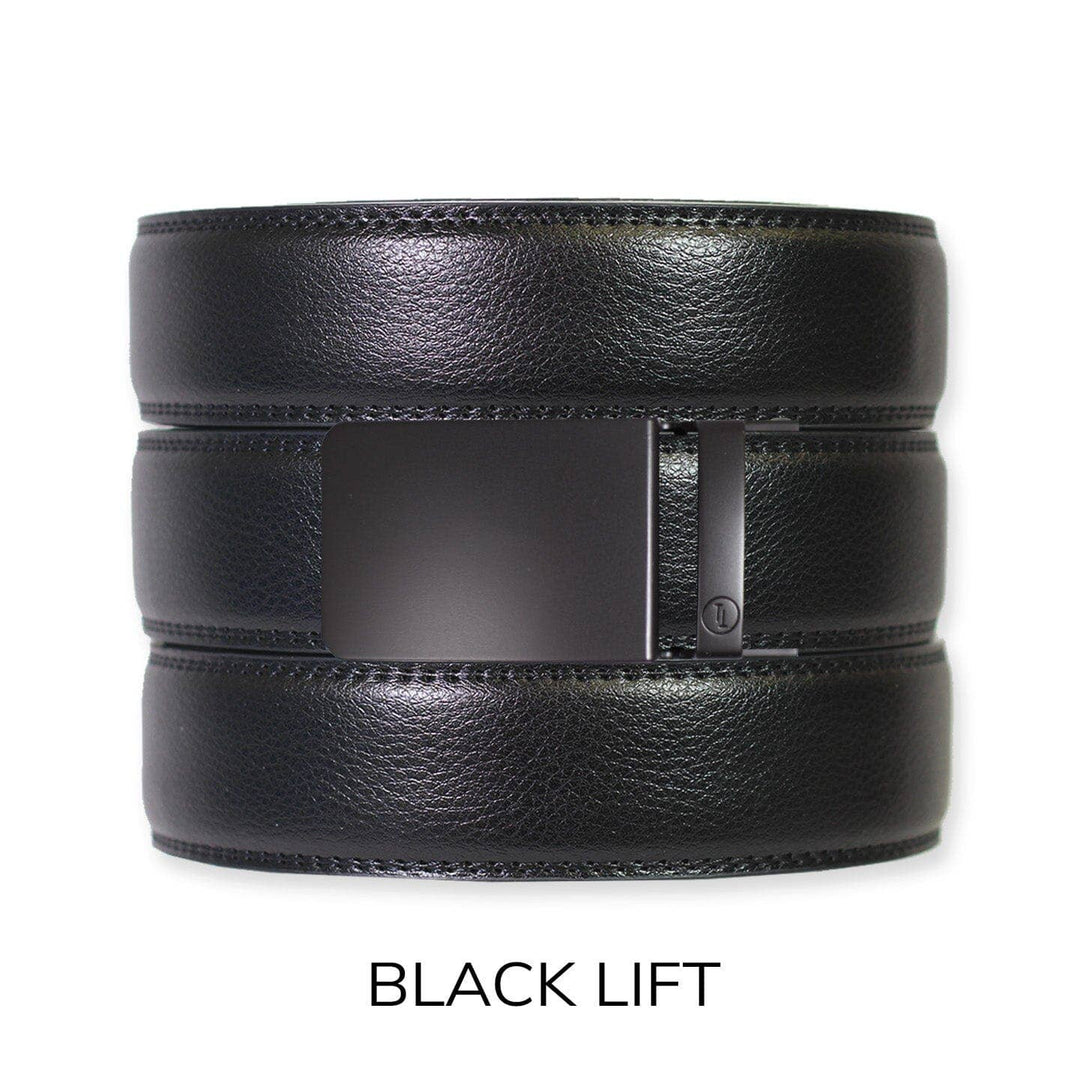 Black Leather Ratchet Belt & Buckle Set