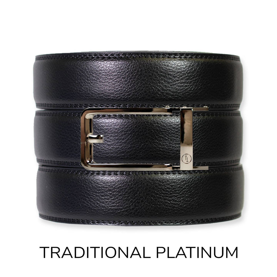 Black Leather Ratchet Belt & Buckle Set