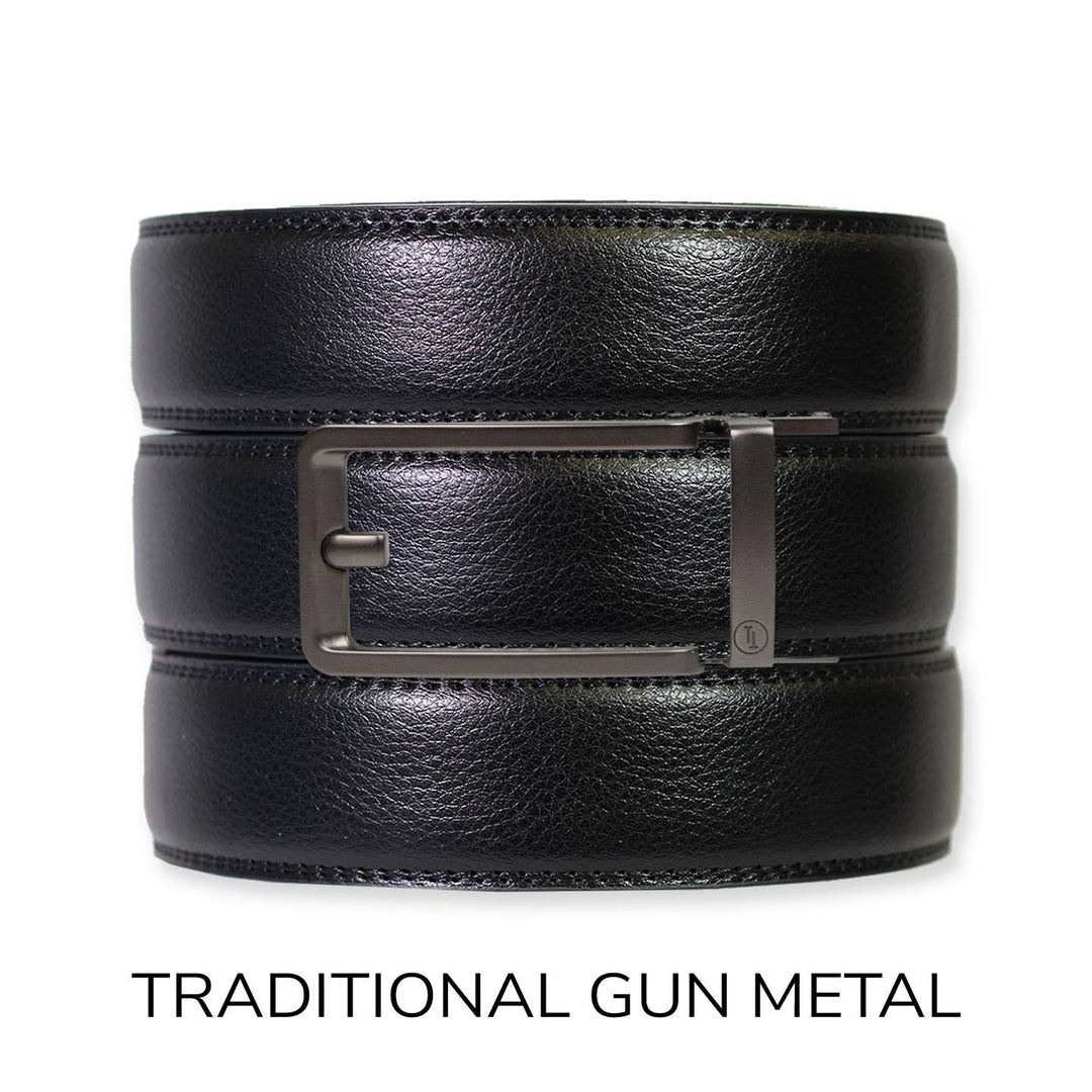 Black Leather Ratchet Belt & Buckle Set