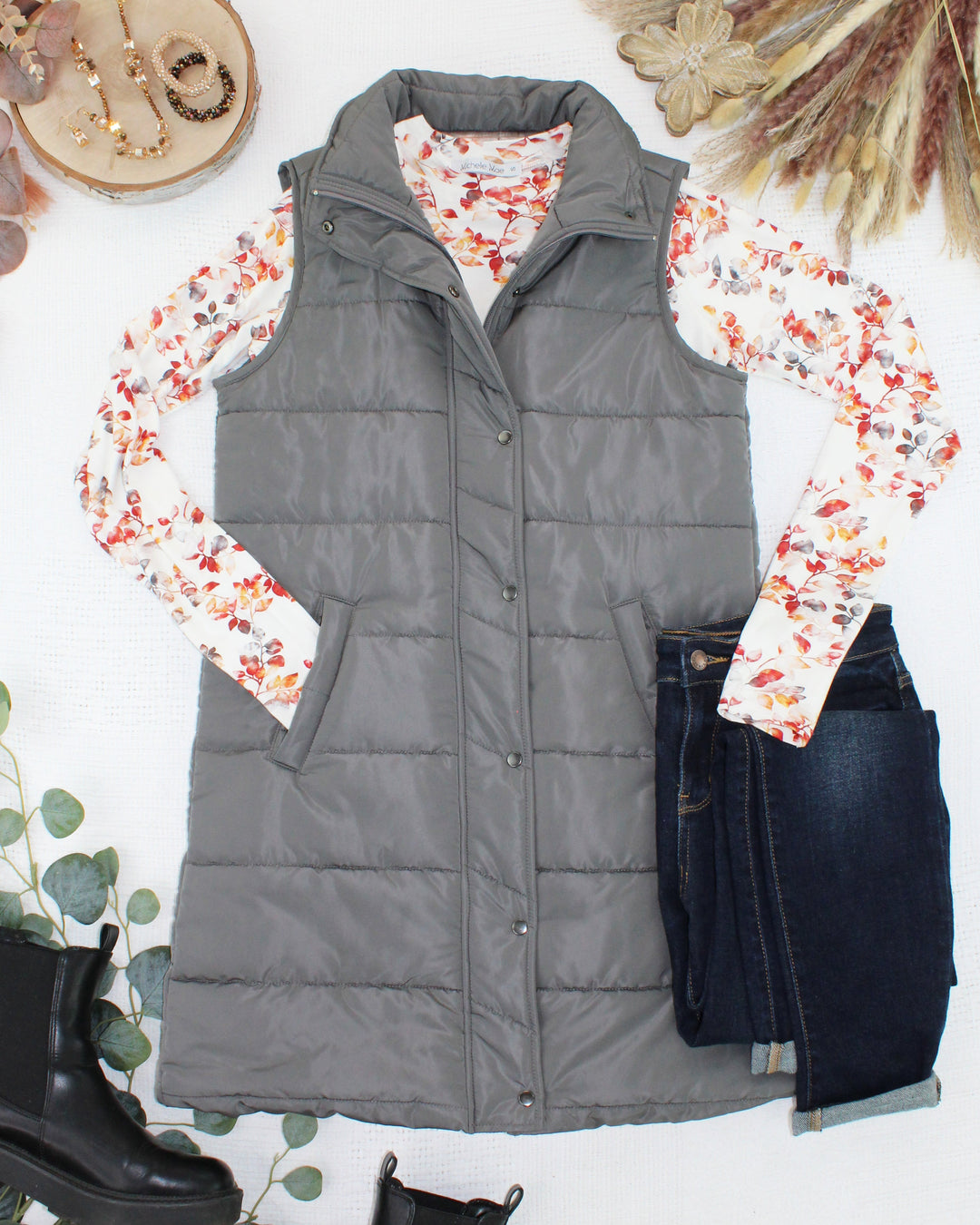 IN STOCK Harlow Long Vest - Grey