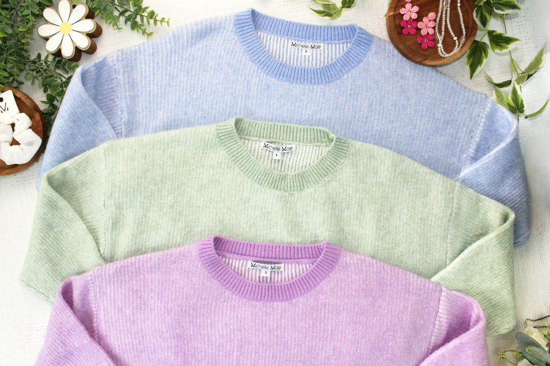 IN STOCK Josie Cozy Crew Sweater - Sky Blue