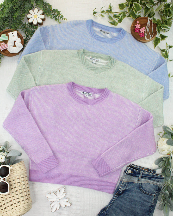 IN STOCK Josie Cozy Crew Sweater - Lavender