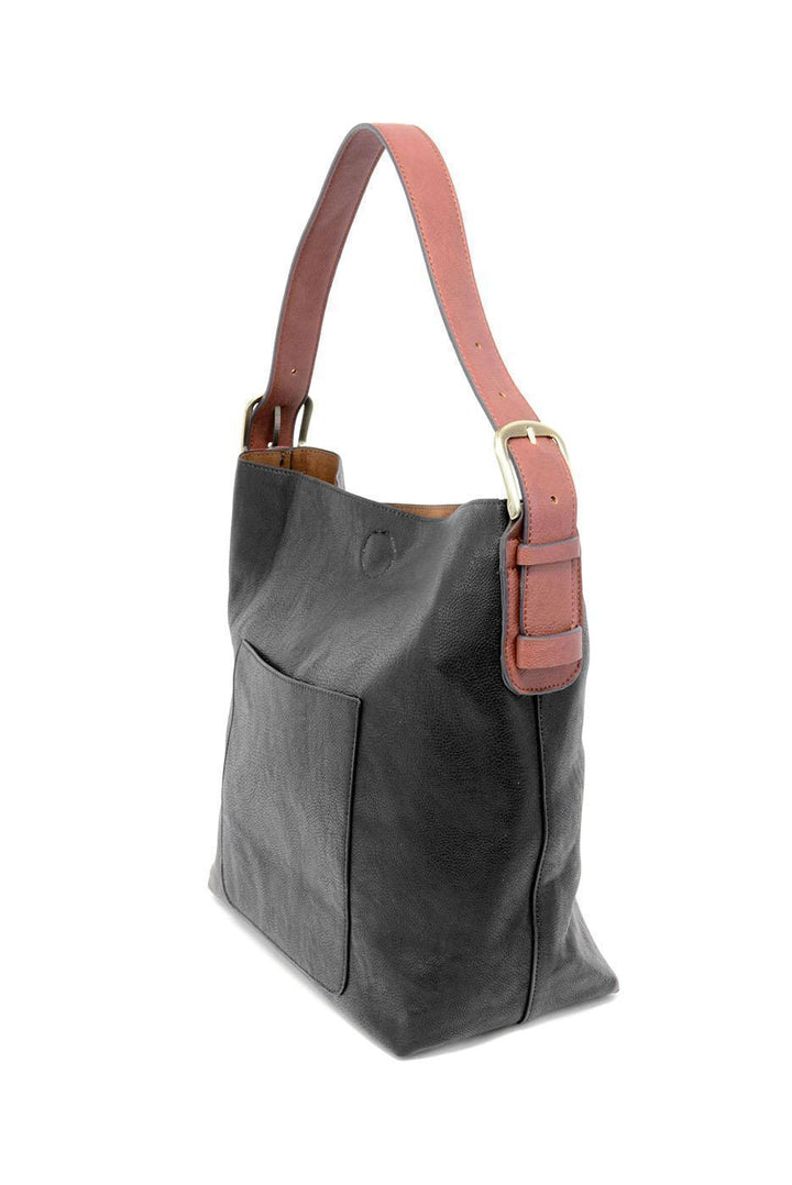 Hobo Handbag - Black / Cedar Handle