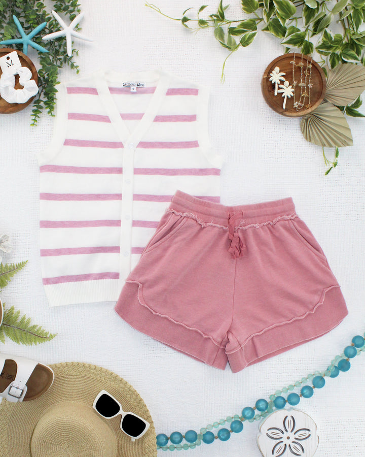 IN STOCK French Terry Stevie Shorts - Dusty Pink FINAL SALE