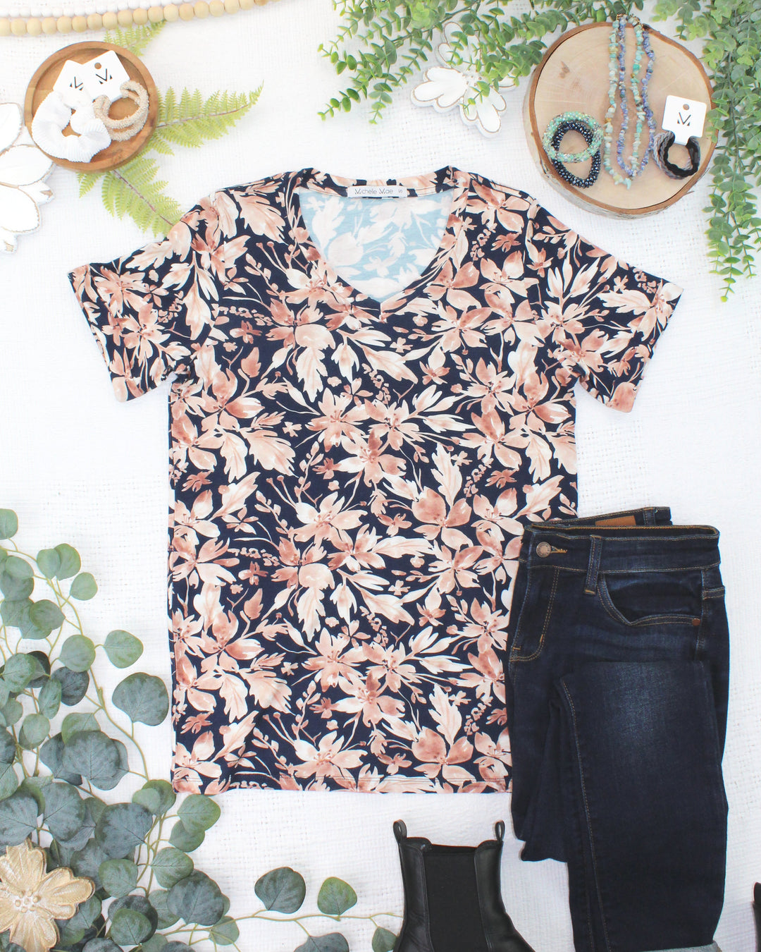 IN STOCK Sophie Top - Navy Autumn Petals