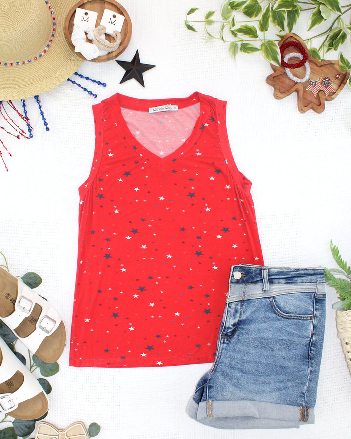 IN STOCK Noelle Tank - Red Liberty Stars FINAL SALE