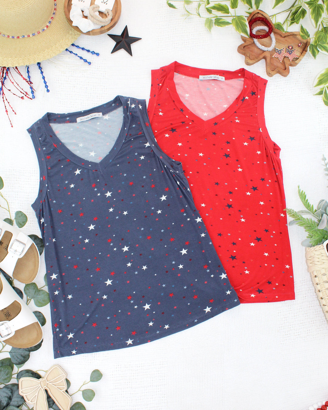 IN STOCK Noelle Tank - Red Liberty Stars FINAL SALE