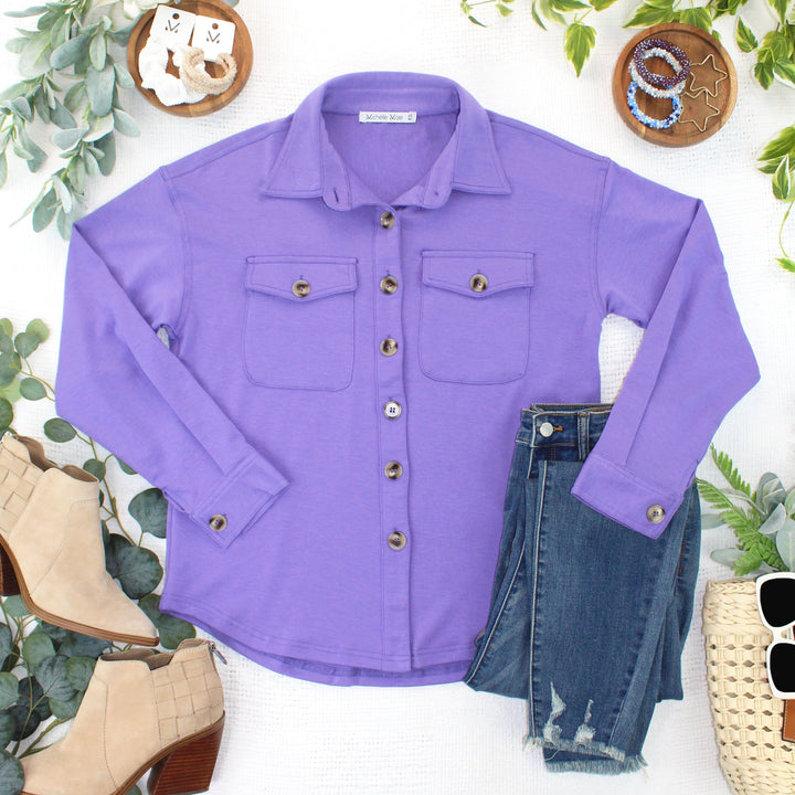 IN STOCK Brenna Button Down Top - Purple FINAL SALE