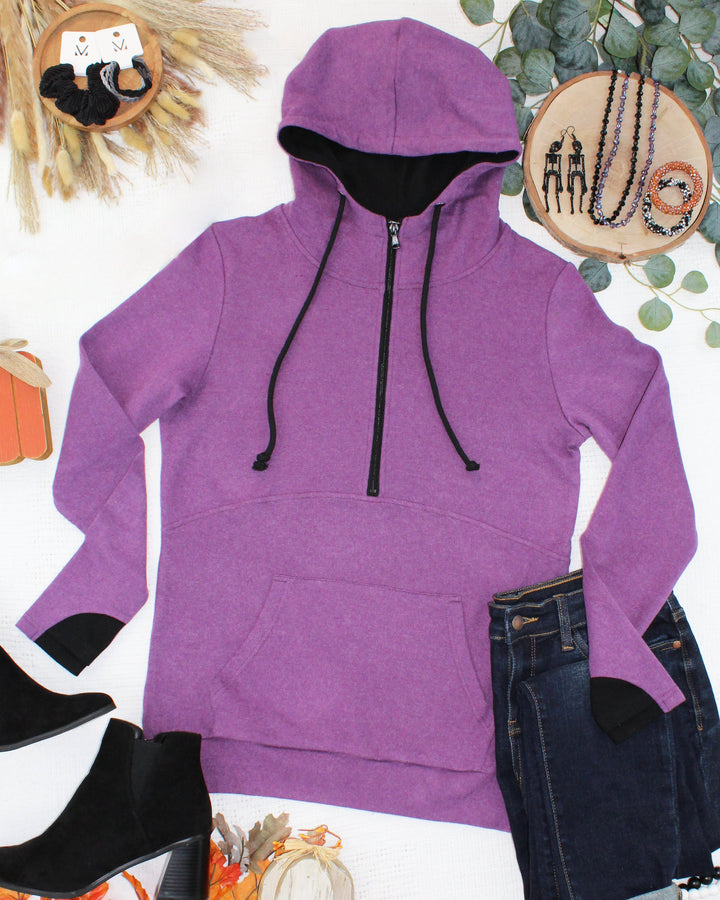 IN STOCK Classic HalfZip Hoodie - Black and Purple