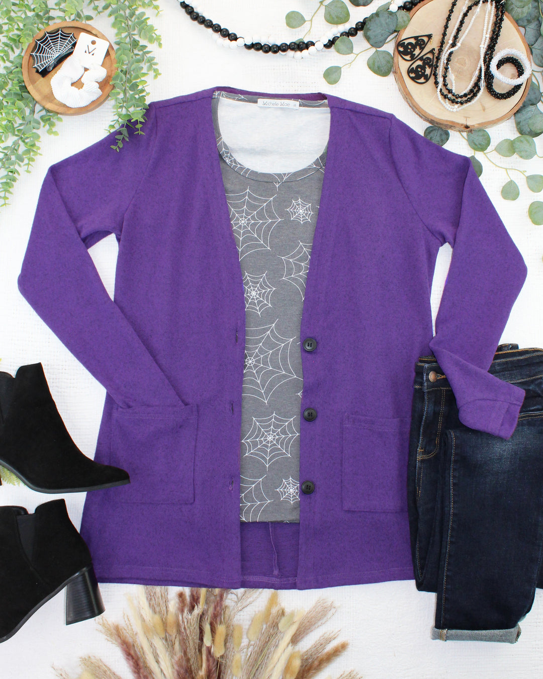 IN STOCK Cori Cardigan - Heathered Purple