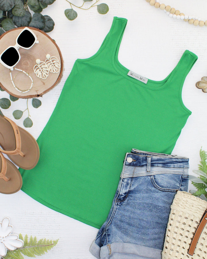 IN STOCK Rachel Ribbed Tank - Kelly Green