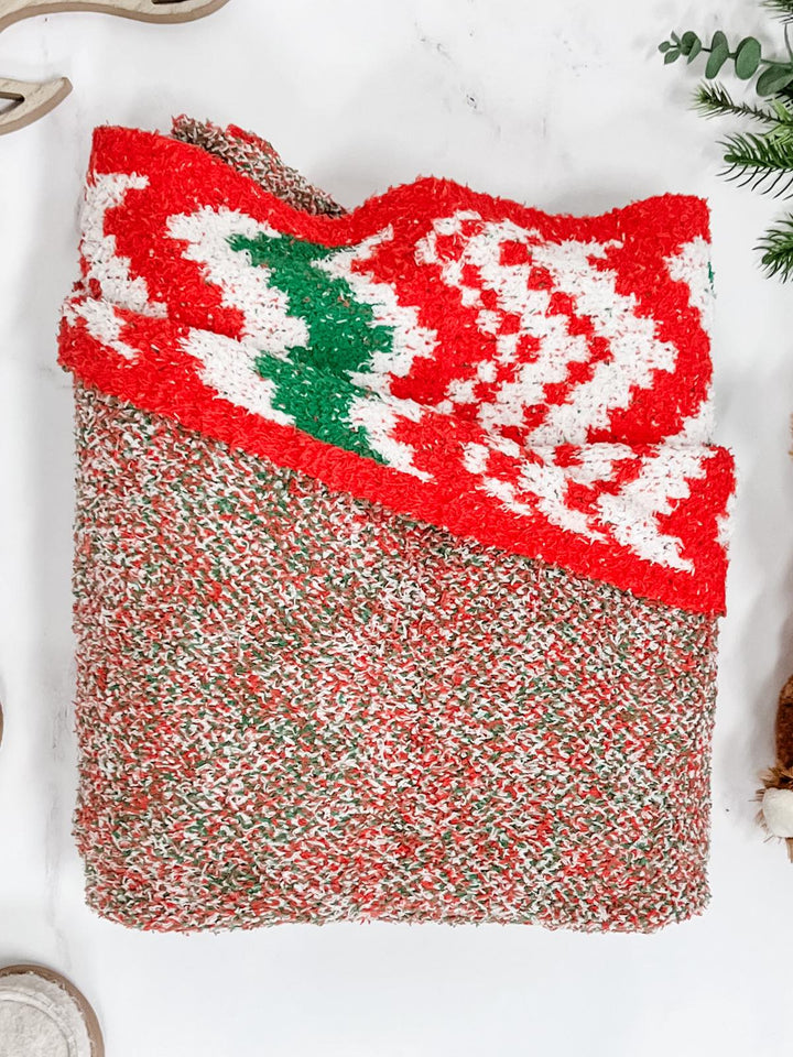 IN STOCK Plush and Fuzzy Blanket - Holiday Chevron