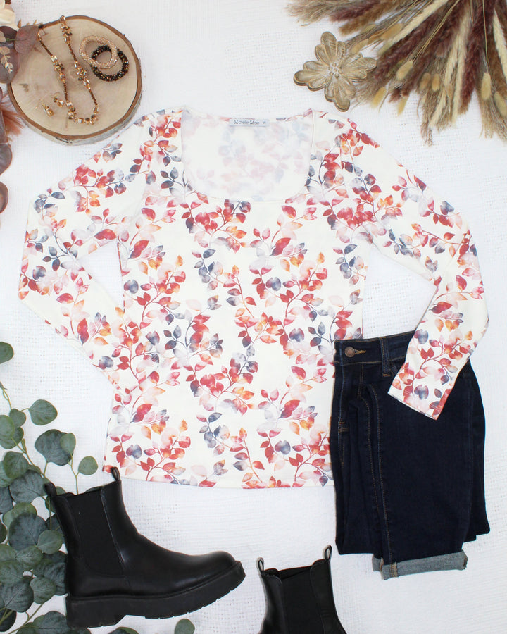 IN STOCK Alyssa Long Sleeve Top - Autumn Watercolor