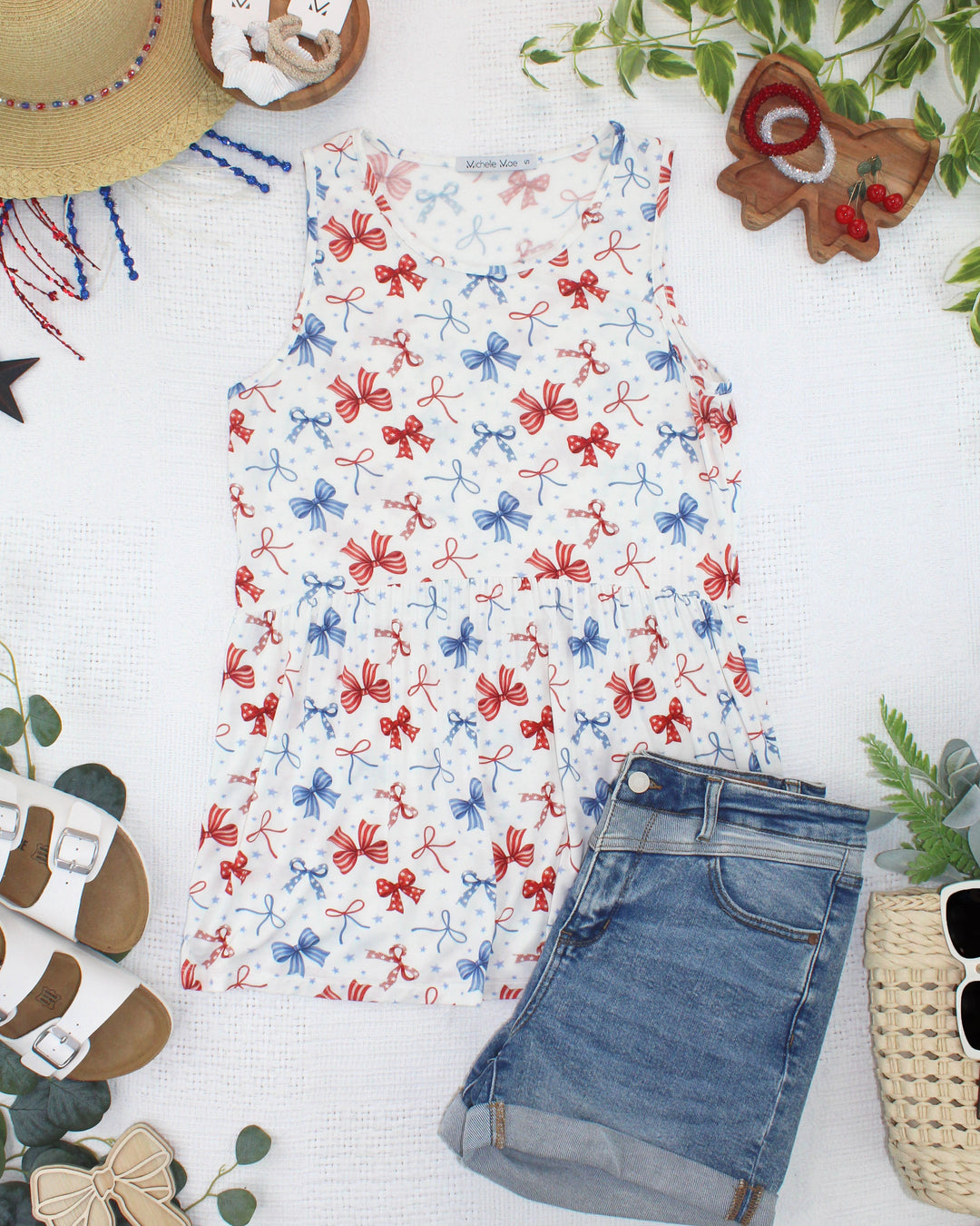 IN STOCK Renee Ruffle Tank Top - American Bows FINAL SALE