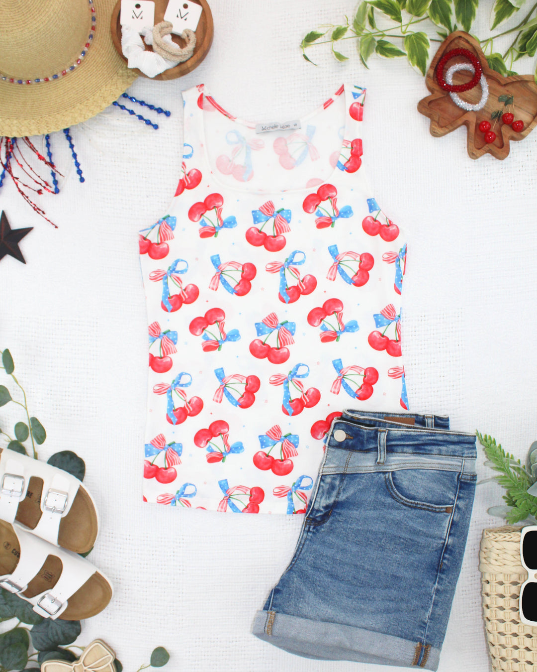 IN STOCK Romy Tank - Patriotic Cherries FINAL SALE