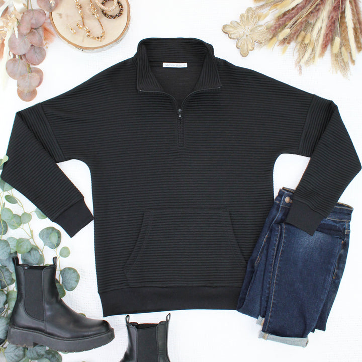 IN STOCK Tatum Quarter Zip - Black