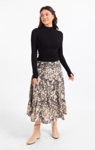 Painted Fields Midi Skirt