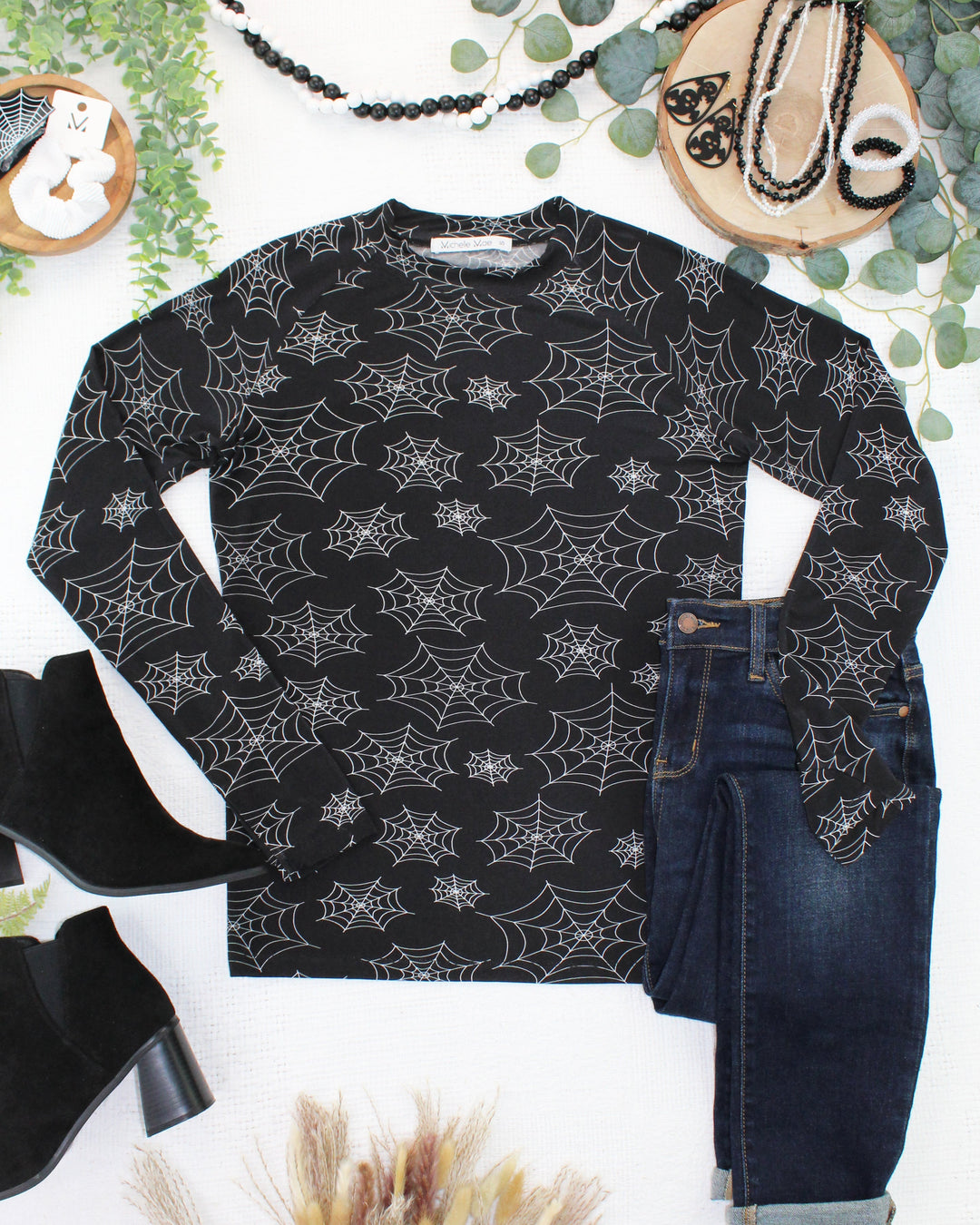 IN STOCK Blair Long Sleeve Top - Midnight Webs