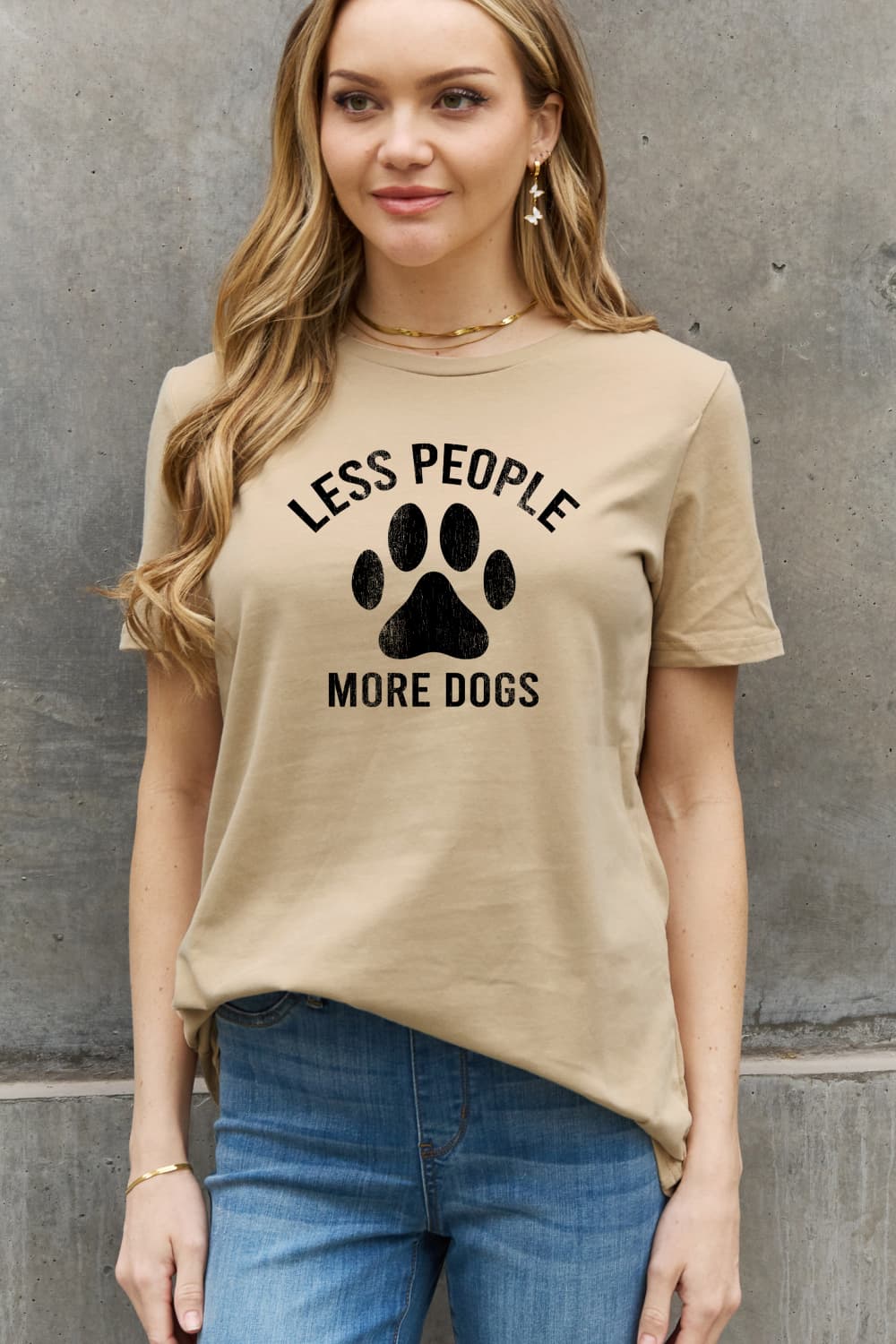 Simply Love Full Size LESS PEOPLE MORE DOGS Graphic Cotton Tee