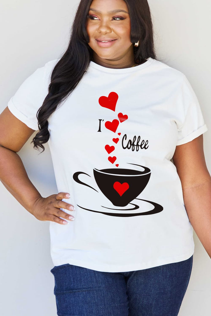 Simply Love Full Size I LOVE COFFEE Graphic Cotton Tee