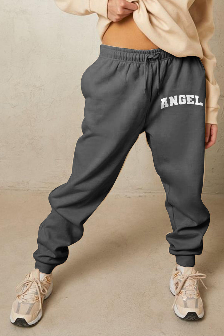 Simply Love Full Size Drawstring Angel Graphic Long Sweatpants